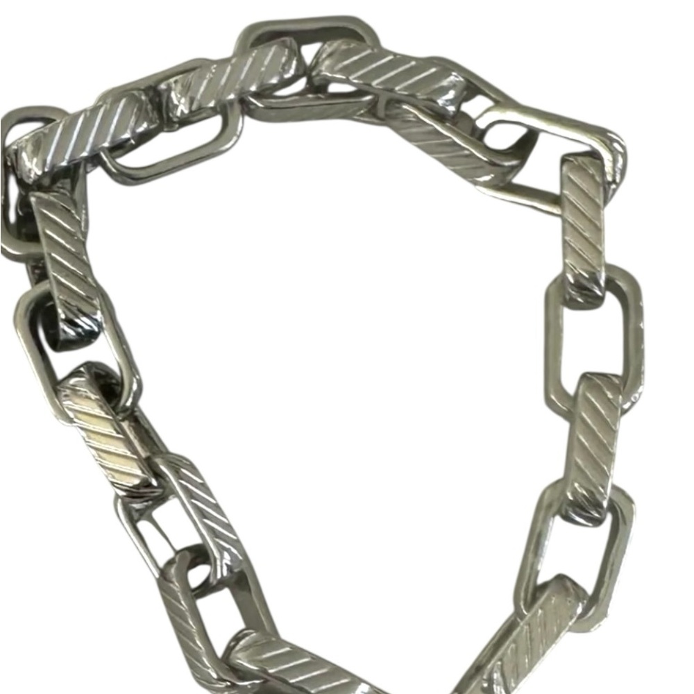Express Textured 8” Thick Silver Colored Curb Chain Bracelet NWT